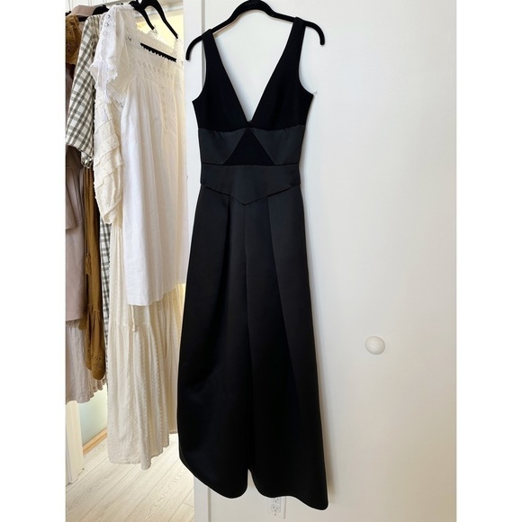 MILLY Duchess Satin Gaucho Wool Wide Leg Jumpsuit - Picture 1 of 14